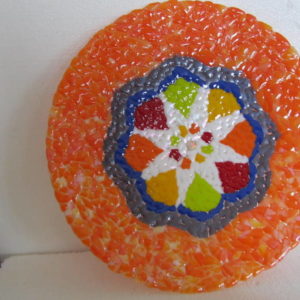 Orange and Blue Mosaic 18 inch Star Platter