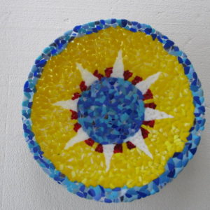 Yellow and Blue Mosaic 18 inch Sun Platter
