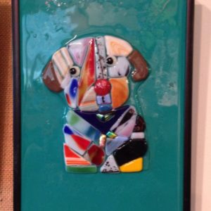 Patchwork Dog in Glass