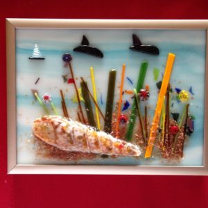 beach view of dolphins in the water