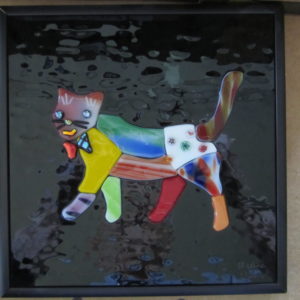 Patchwork Bow Tied Cat in Glass