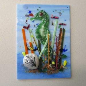 Green Seahorse with Shell