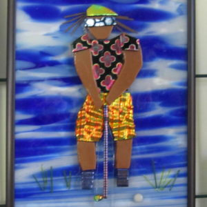 Fused Glass Golfer Wall Art