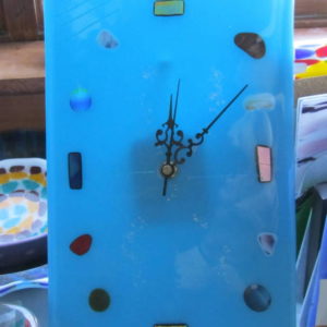 Blue Fused Glass Clock
