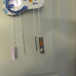 Ceramic Blue, Yellow and White Flip Flop Windchime