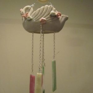 Flowered Porcelain Swan Wind Chime