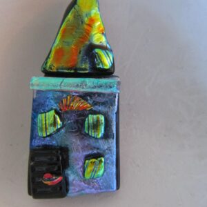 Brilliant  Dichroic  Fairytale  House Shawl/Pin 1