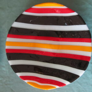 Striped Glossy 15 inch  Glass Platter