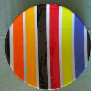 Black Edged  17 inch  Multicolor  Striped Platter