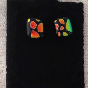 Turtle Back Dichroic Button Earrings