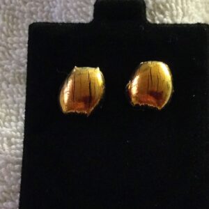 Orange Dichroic Button Earrings