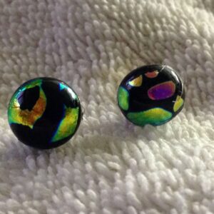 Black Ladybug Button Earrings