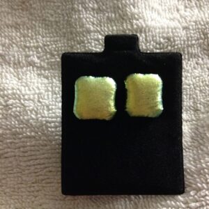 Gold Dichroic Square Button Earrings