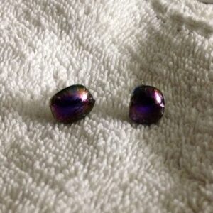 Purple Green Dichroic Button Earrings
