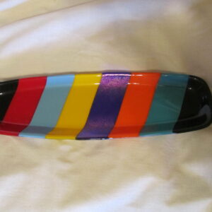 handmade 17 inch striped floral oval platter