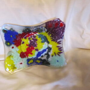 Handmade Rectangular Floral Design Glass Bowl