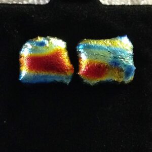 Multi Color Dichroic Button Earrings
