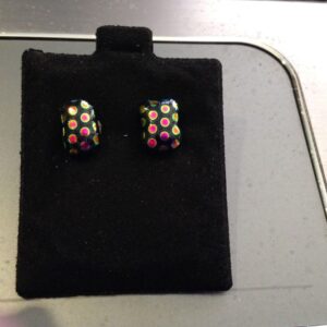 Red Polka Dot Dichroic Button Earrings