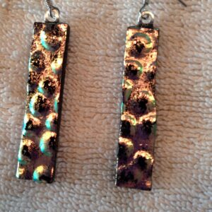 Pink Gold Dichroic Hanging Earrings