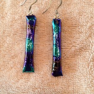 Green Blur Dichroic Hanging Earrings