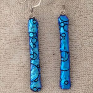 Aqua Blue Dichroic Hanging Earrings