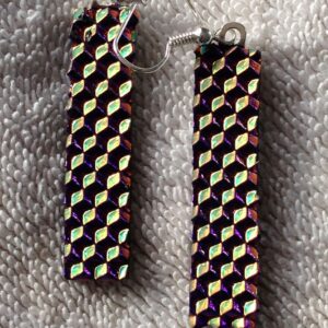 Gold Blue Dichroic Dangling Earrings