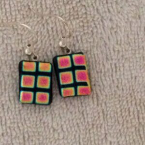 Pink Gold Windows Dichroic Hanging Earrings