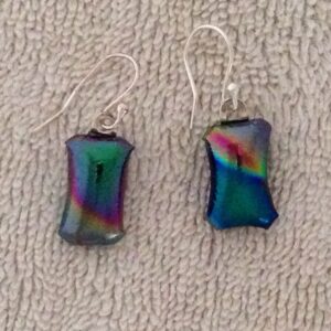 brilliant multi colored dichroic dangling earringss