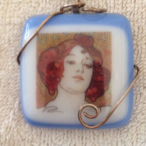 Girl On Blue Pendant