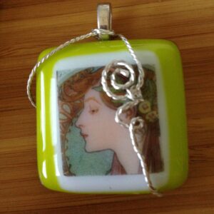 Lady on Green Pendant