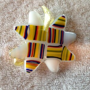 Multi Striped Quilted Star Glass Ornament