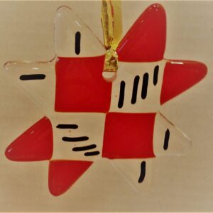 Orange Clear Quilt Star Glass Ornament