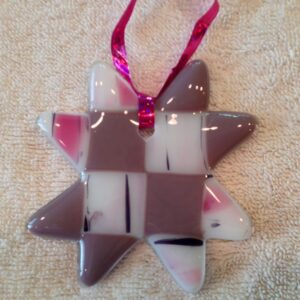 Quilted Star Glass Ornament with Purple and Pink