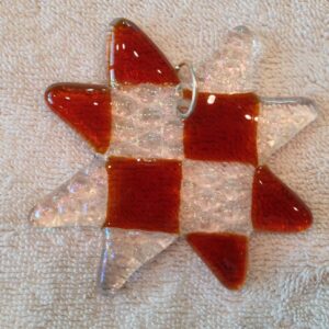 Sparkling Amber Quilted Star Glass Ornament