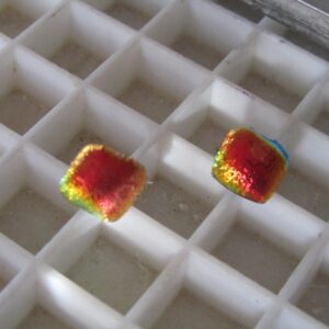 Red Dichroic Button Earrings
