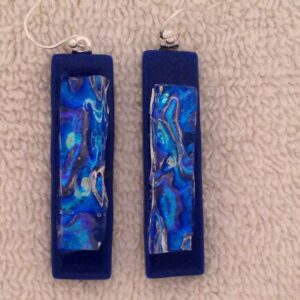Dichroic on Blue Hanging Earrings