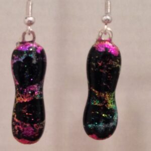 Jelly Bean Dichroic Dangling Earrings