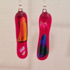Red Gold Dichroic Dangling Earrings