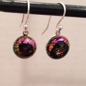 Round Glitter Pink Dichroic Hanging earrings