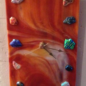 Stormy Orange Glass Clock