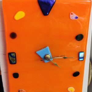 Pumpkin Orange Fused Glass Clock