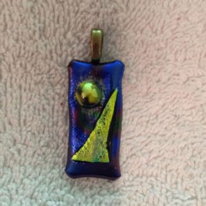 Gold Moon On Blue Dichroic Pendant