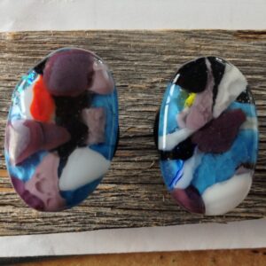 Blue Purple Oval Glass Drawer Knobs