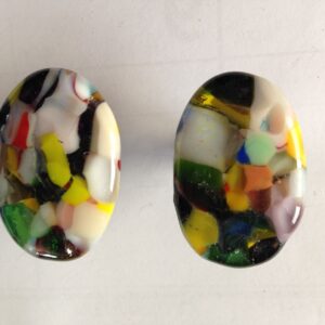 Oval Multicolor Fused Glass Drawer Knobs