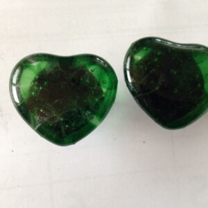 Green Fused Glass Heart Drawer Knobs