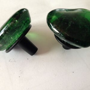 Green Fused Glass Heart Drawer Knobs