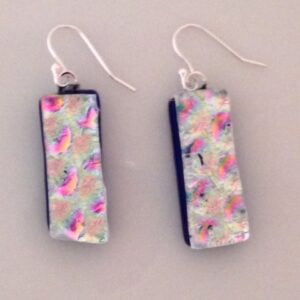 Dichroic on Blue Dangling Earrings