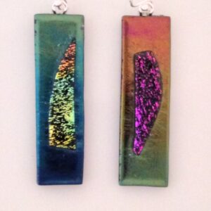 Gold Dichroic on Iridized Dangling Earrings
