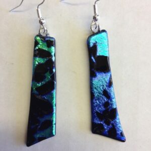Blue Green Black Dichroic Earrings