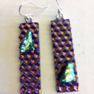 Maroon Yellow Dichroic Earrings